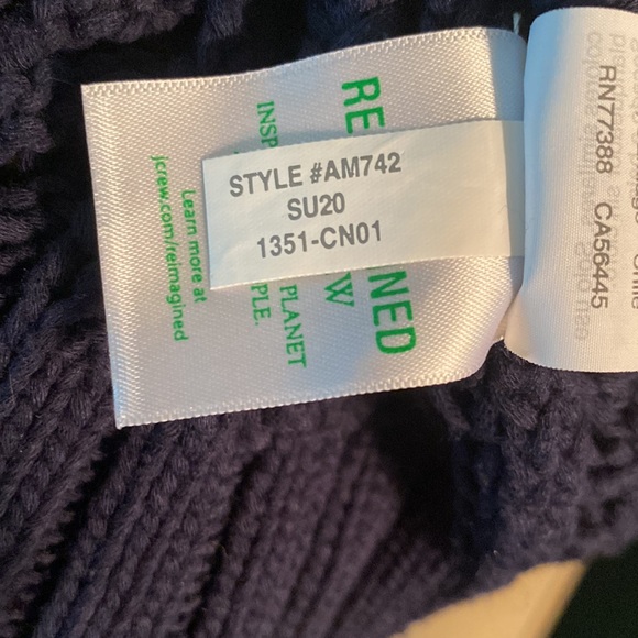J. Crew Wide Neck Beach Navy Blue Pointelle Knit Sweater - S - Picture 12 of 13
